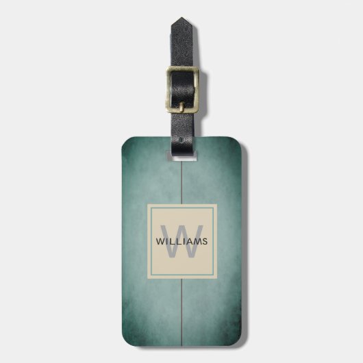 Elegant Texture Blue Dark Gray Monogram Bagagelabel (Voorkant verticaal)