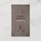 Elegant Texture Brown Black Scissors Hair Stylist Visitekaartje (Voorkant)