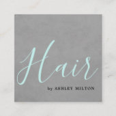 Elegant Texture Gray Turquoise Typografie Hair Vierkante Visitekaartje (Voorkant)