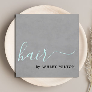 Elegant Texture Gray Turquoise Typografie Hair Vierkante Visitekaartje