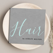 Elegant Texture Gray Turquoise Typografie Hair Vierkante Visitekaartje