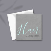Elegant Texture Gray Turquoise Typografie Hair Vierkante Visitekaartje