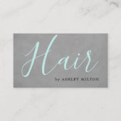 Elegant Texture Gray Turquoise Typografie Hair Visitekaartje (Voorkant)