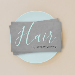 Elegant Texture Gray Turquoise Typografie Hair Visitekaartje