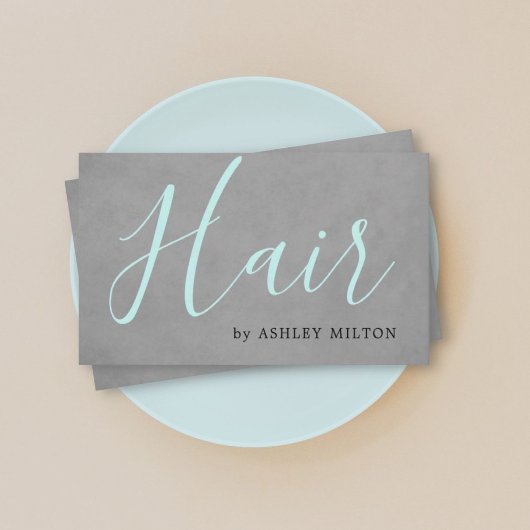 Elegant Texture Gray Turquoise Typografie Hair Visitekaartje