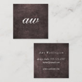 Elegant Texture Monogram Vierkante Visitekaartje (Voorkant / Achterkant)