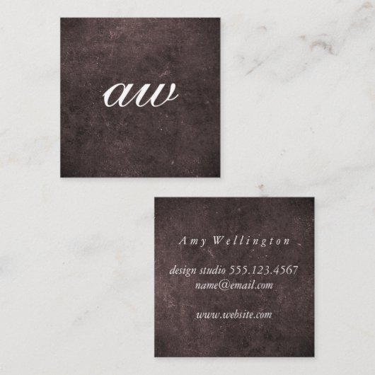 Elegant Texture Monogram Vierkante Visitekaartje (Voorkant / Achterkant)