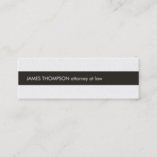 Elegant Texture White Black Stripe Attorney Mini Visitekaartje (Voorkant)