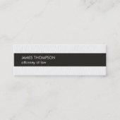 Elegant Texture White Black Stripe Attorney Mini Visitekaartje (Voorkant)