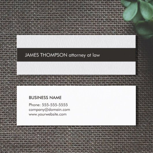 Elegant Texture White Black Stripe Attorney Mini Visitekaartje