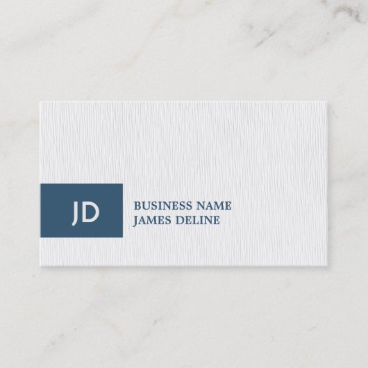 Elegant Texture White Blue Monogram Attorney Visitekaartje (Voorkant)