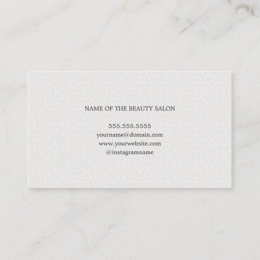 Elegant Texture White Floral Makeup Beauty Visitekaartje (Achterkant)