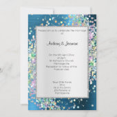 ELEGANT TEXTURED BLUE HOLOGRAPHIC PASTEL WEDING KAART (Voorkant)