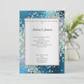 ELEGANT TEXTURED BLUE HOLOGRAPHIC PASTEL WEDING KAART (Staand voorkant)