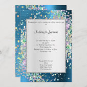 ELEGANT TEXTURED BLUE HOLOGRAPHIC PASTEL WEDING KAART (Voorkant / Achterkant)