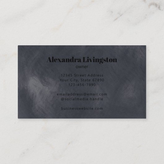 Elegant Textured Grey Waterverf Professional Visitekaartje (Achterkant)