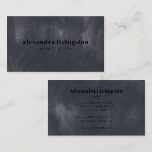 Elegant Textured Grey Waterverf Professional Visitekaartje (Voorkant / Achterkant)