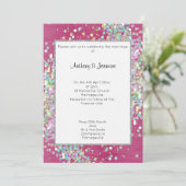 ELEGANT TEXTURED PINK HOLOGRAPHIC PASTEL WEDING KAART (Staand voorkant)