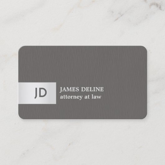 Elegant Textuur Grijs Zilver Monogram Attorney Visitekaartje (Voorkant)