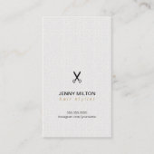 Elegant textuur White Black Scissors Hair Stylist Visitekaartje (Voorkant)