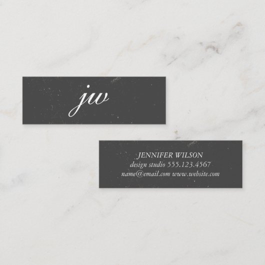 Elegant textuurmonogram mini visitekaartje (Voorkant / Achterkant)