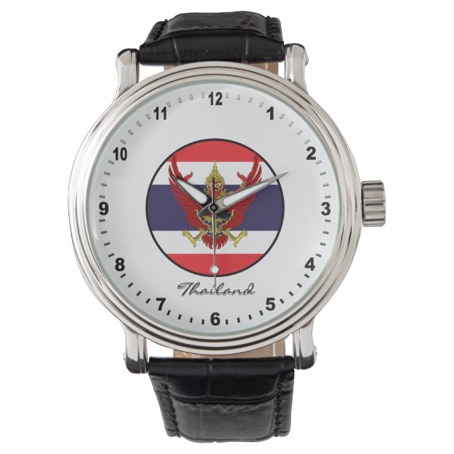 Elegant Thailand Watch & Thai Flag / Bangkog Horloge (Voorkant)