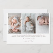 Elegant Thank Baby Photos Modern Calligraphy Birth Aankondiging (Achterkant)