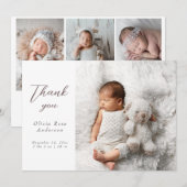 Elegant Thank Baby Photos Modern Calligraphy Birth Aankondiging (Voorkant / Achterkant)