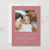 Elegant Thank You Calligraphy Pink Birth Aankondiging (Achterkant)