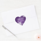 Elegant Thank you Floral Swirls Purple Hart Sticker (Envelop)