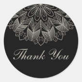 Elegant Thank You Mandala Indian Black Wedding Ronde Sticker (Voorkant)