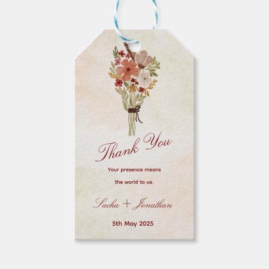 Elegant Thank You Wedding Business Card Cadeaulabel (Voorkant)