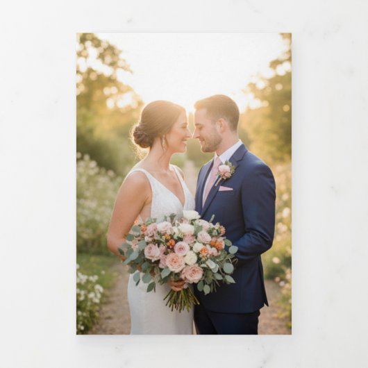 Elegant Thank You with 9 Wedding Photos Drieluik Kaart (Cover)