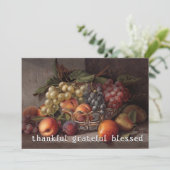 Elegant Thankful Grateful Blessed Autumn Fruit Feestdagenkaart (Staand voorkant)