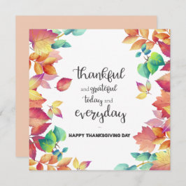 Elegant Thankful & Grateful with Colorful leaves  Kaart