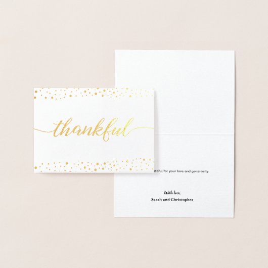 Elegant Thankful script Weddenschap Bedankt Folie Kaarten (Display)