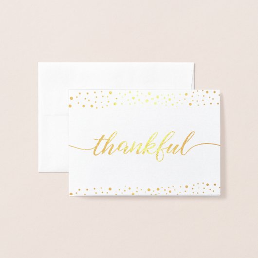 Elegant Thankful script Weddenschap Bedankt Folie Kaarten (Voorkant met envelop)