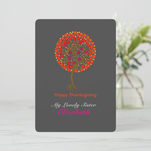 Elegant thankful tree Thanksgiving Kaart (Staand voorkant)