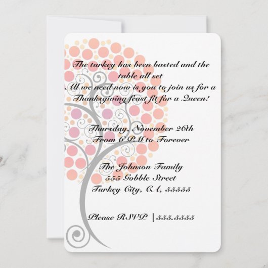 Elegant thankful tree Thanksgiving Kaart (Achterkant)