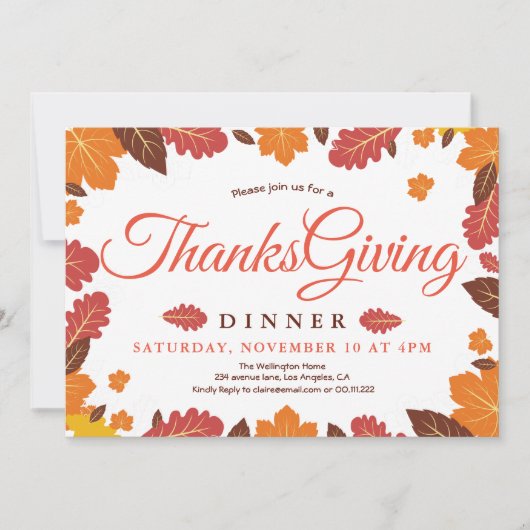 Elegant Thanksgiving bloemendiner Kaart (Voorkant)