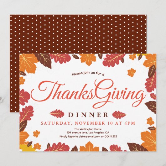 Elegant Thanksgiving bloemendiner Kaart (Voorkant / Achterkant)