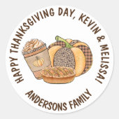 Elegant Thanksgiving Day Ronde Sticker (Voorkant)