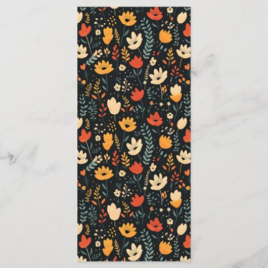 Elegant Thanksgiving Diner Bloemen Rustieke Herfst Menu (Achterkant)