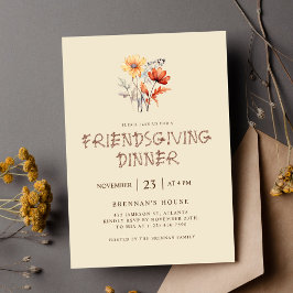 Elegant Thanksgiving Diner Friendsgiving Feest Kaart