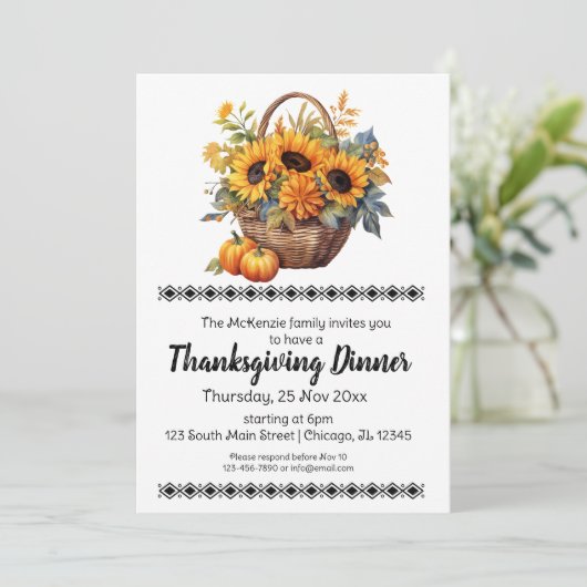 Elegant Thanksgiving diner Kaart (Staand voorkant)