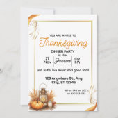 Elegant Thanksgiving-diner Kaart (Voorkant)