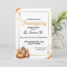 Elegant Thanksgiving-diner Kaart