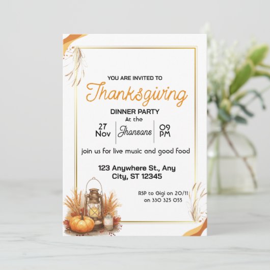 Elegant Thanksgiving-diner Kaart (Staand voorkant)