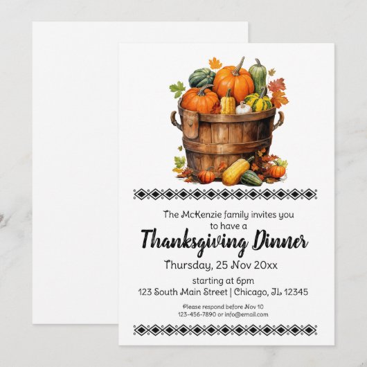 Elegant Thanksgiving diner Kaart (Voorkant / Achterkant)