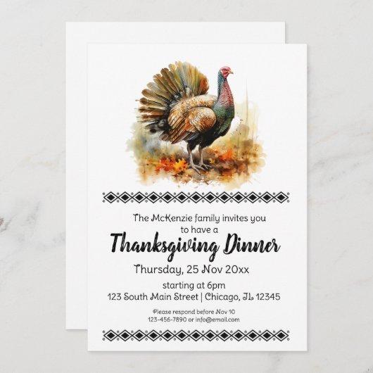 Elegant Thanksgiving diner Kaart (Voorkant / Achterkant)